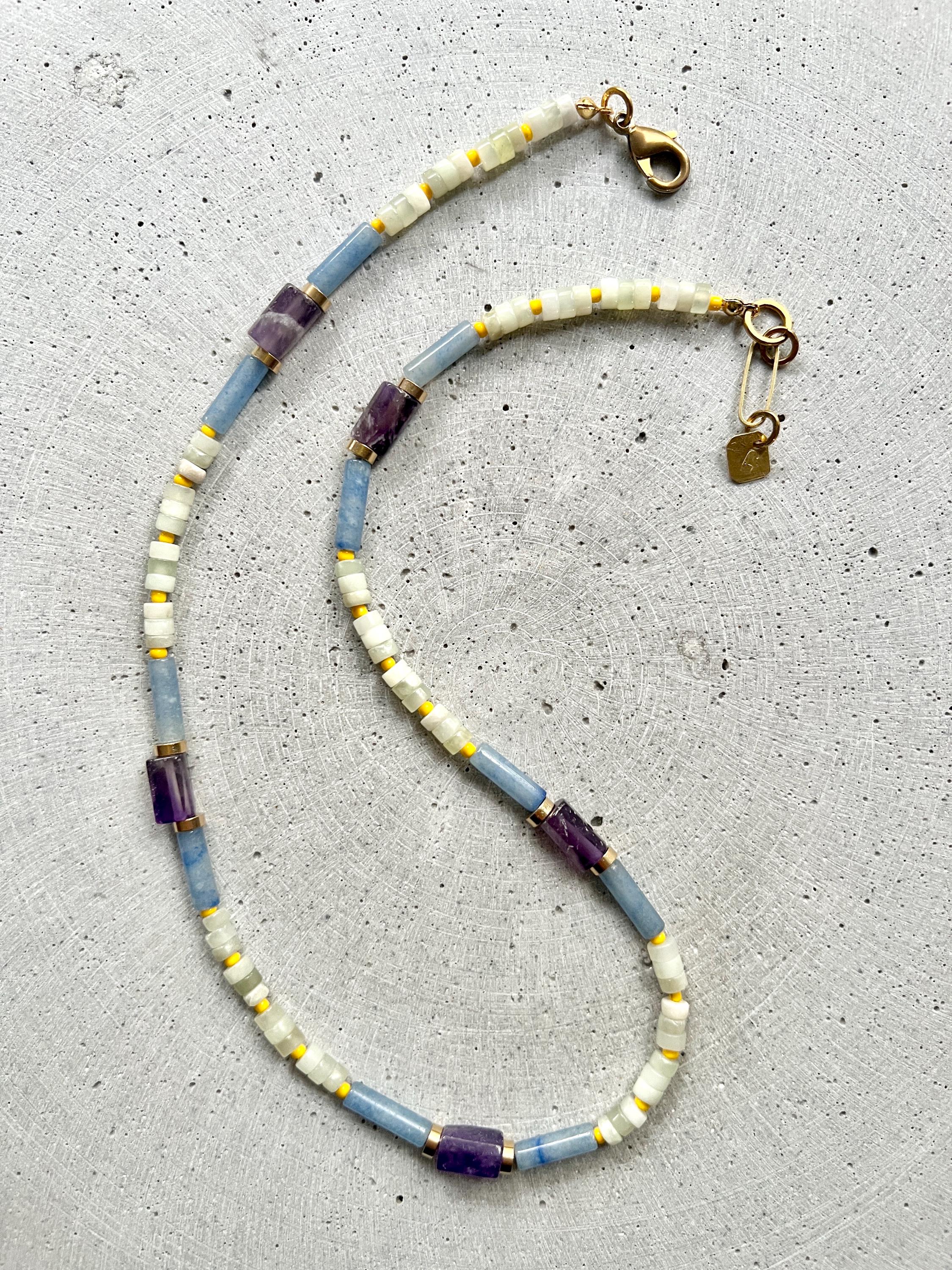 Amethyst und Jade Schmuckstein Kette - Halskette - Gudbling