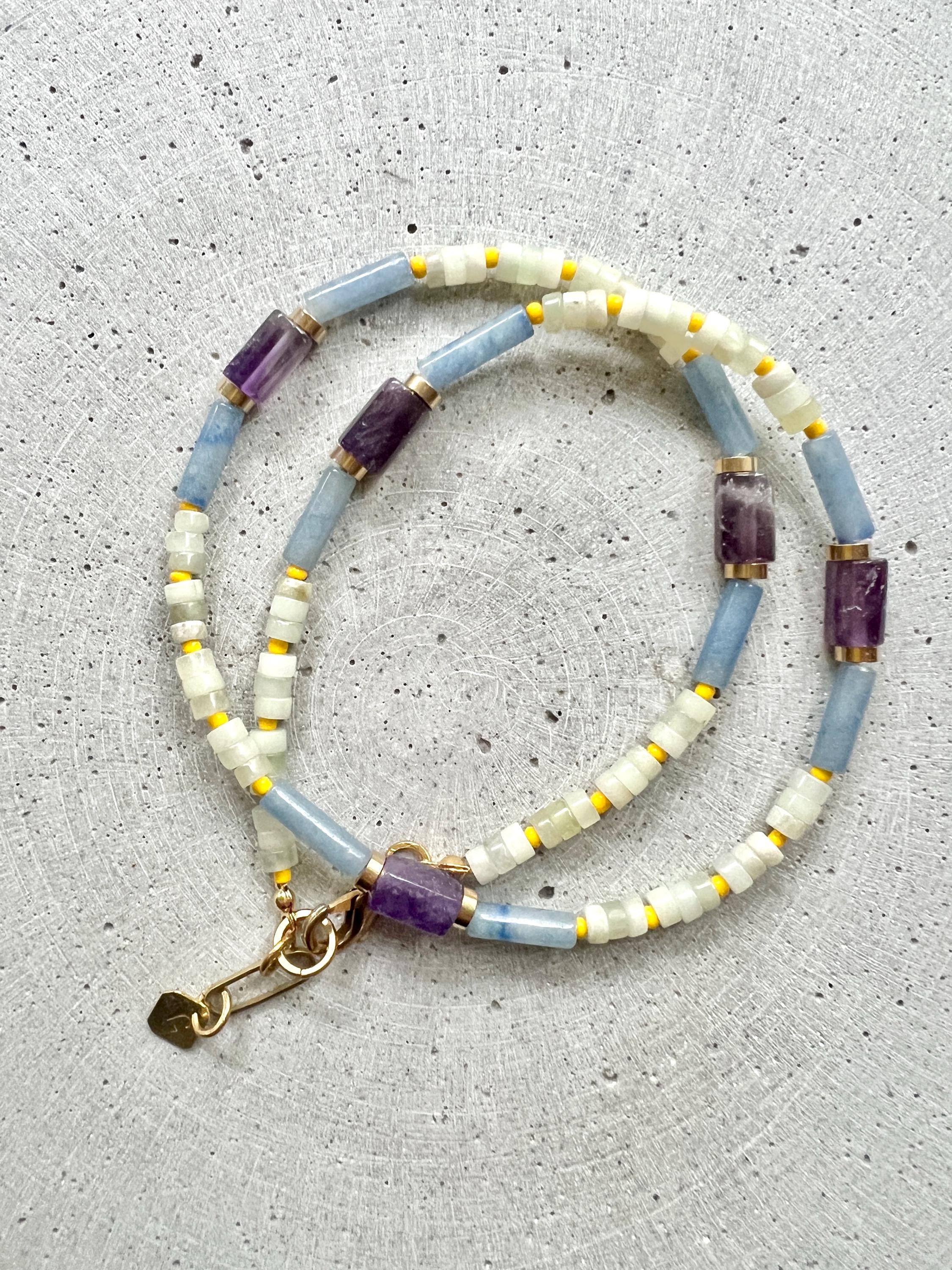 Amethyst und Jade Schmuckstein Kette - Halskette - Gudbling