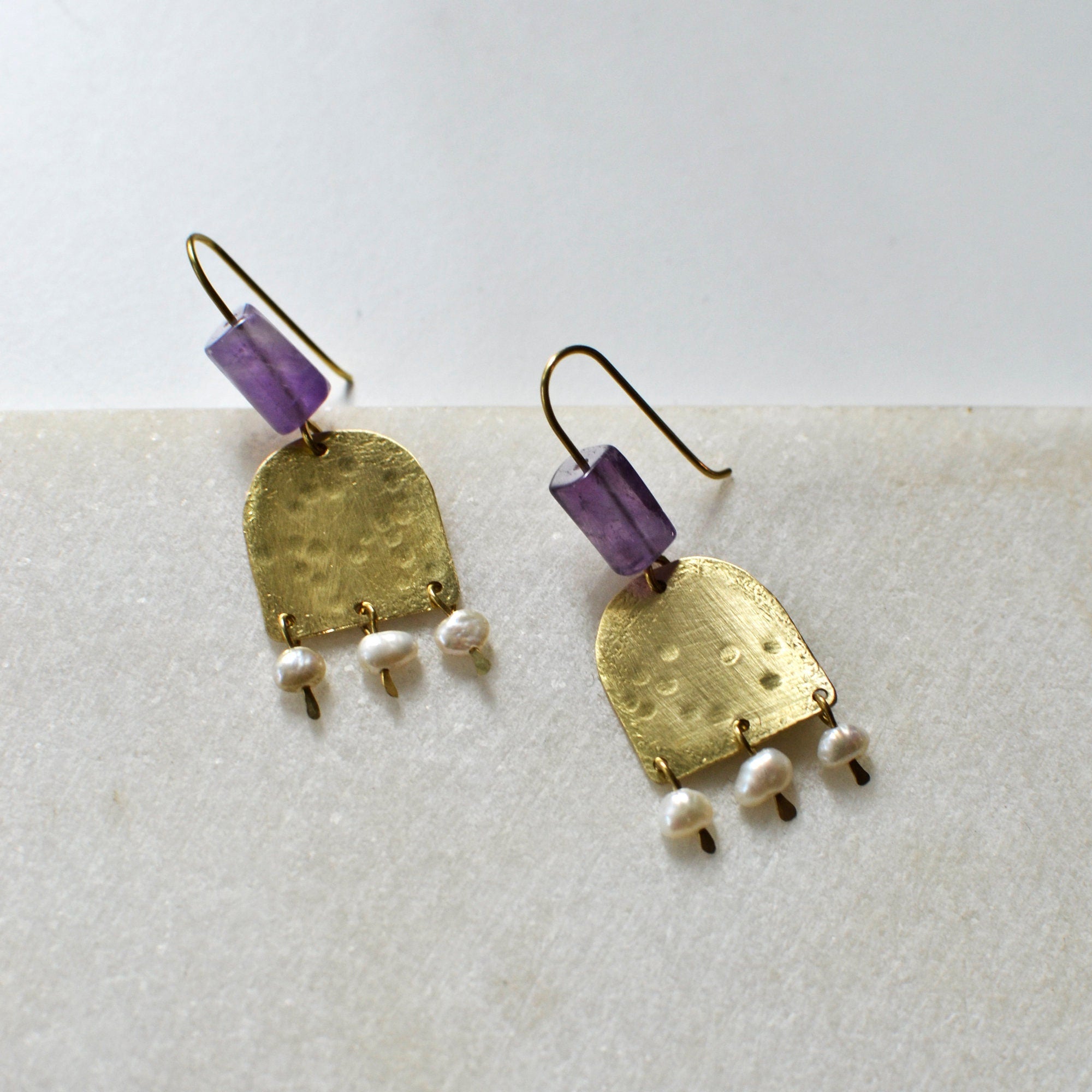 Amethyst und Süßwasserperlen Ohrhänger - Ohrring - Gudbling