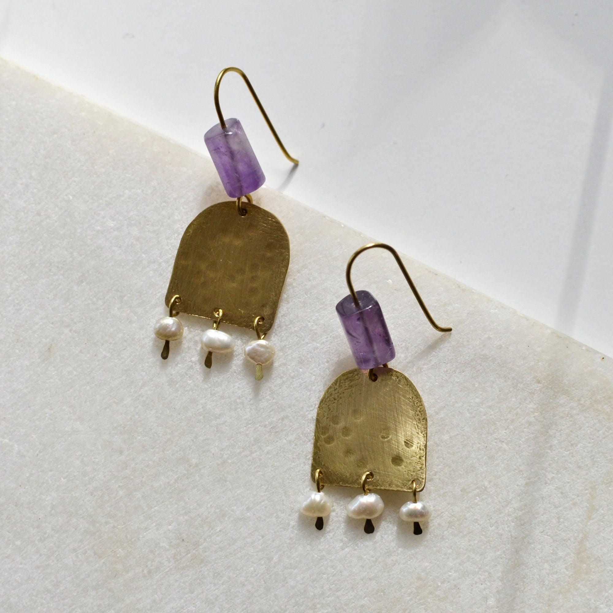 Amethyst und Süßwasserperlen Ohrhänger - Ohrring - Gudbling