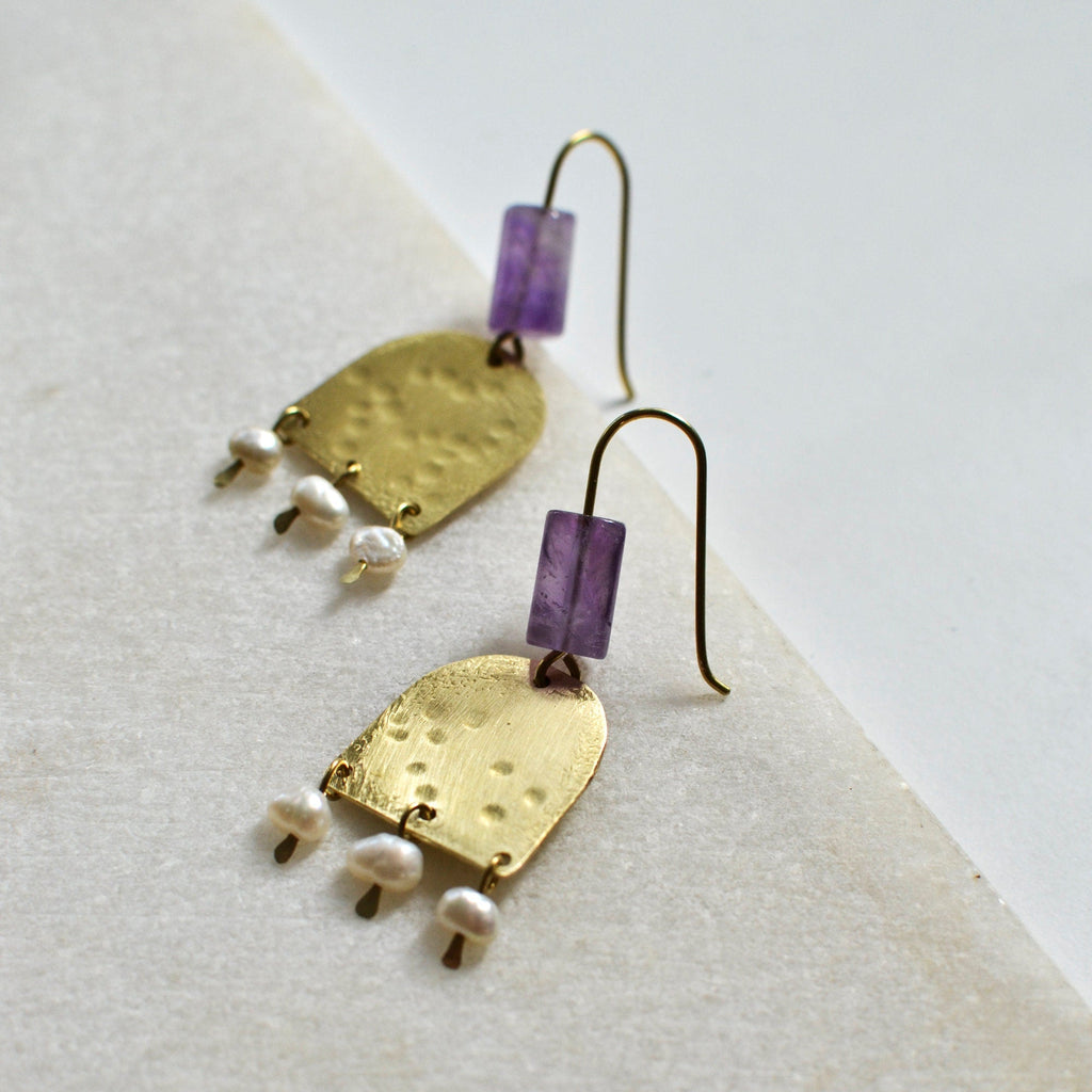 Amethyst und Süßwasserperlen Ohrhänger - Ohrring - Gudbling