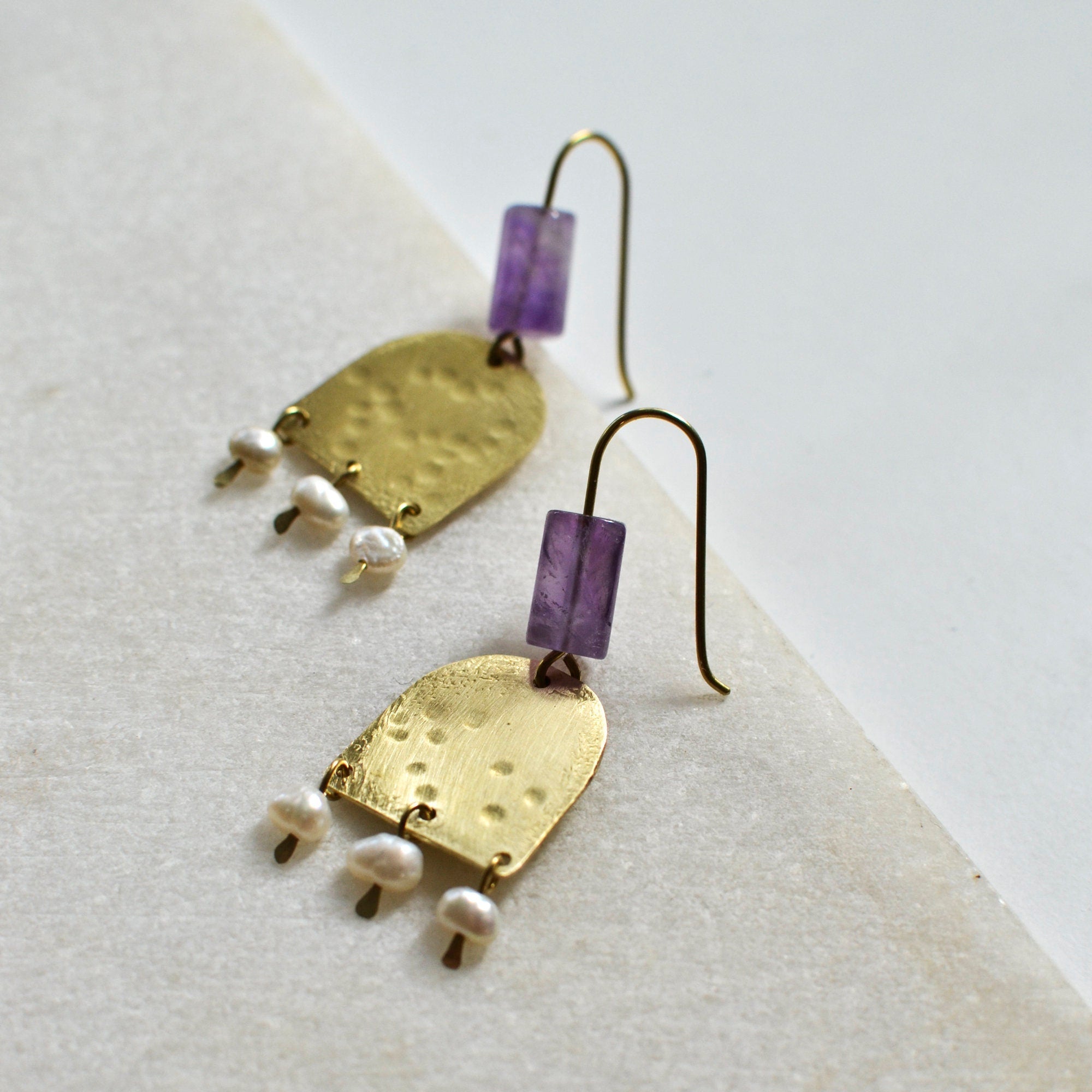 Amethyst und Süßwasserperlen Ohrhänger - Ohrring - Gudbling