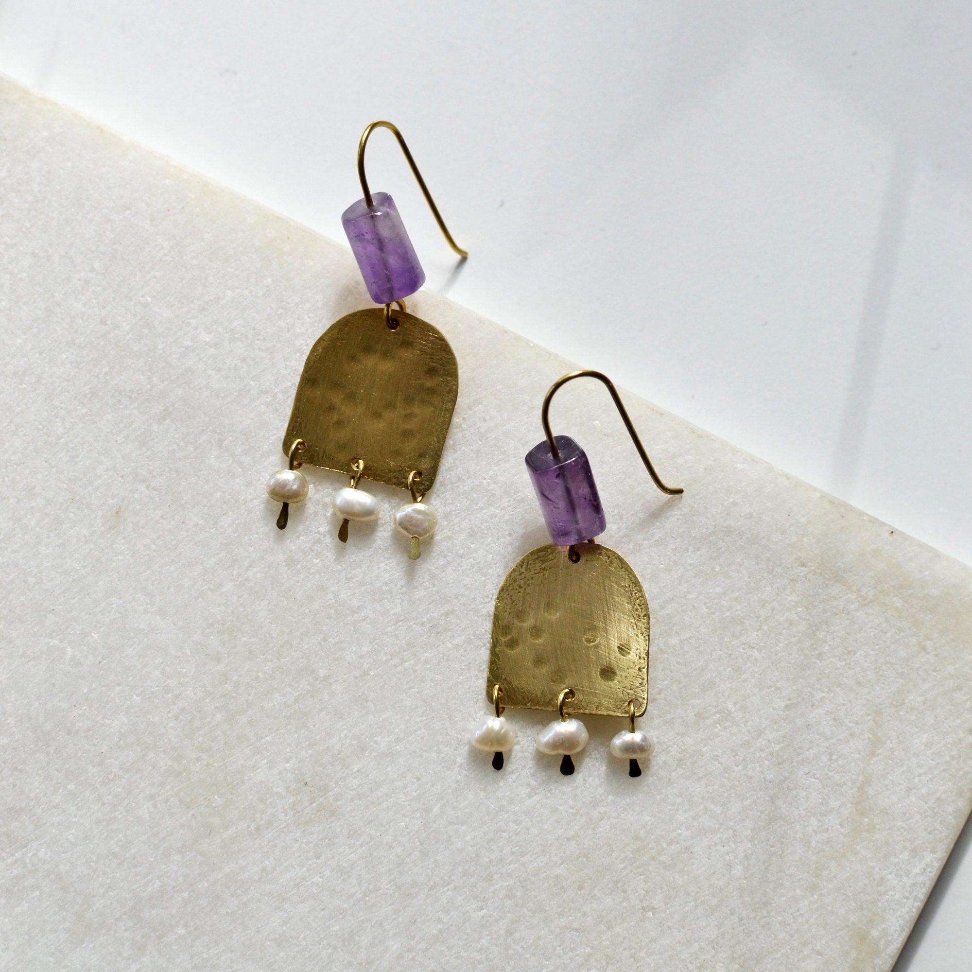 Amethyst und Süßwasserperlen Ohrhänger - Ohrring - Gudbling