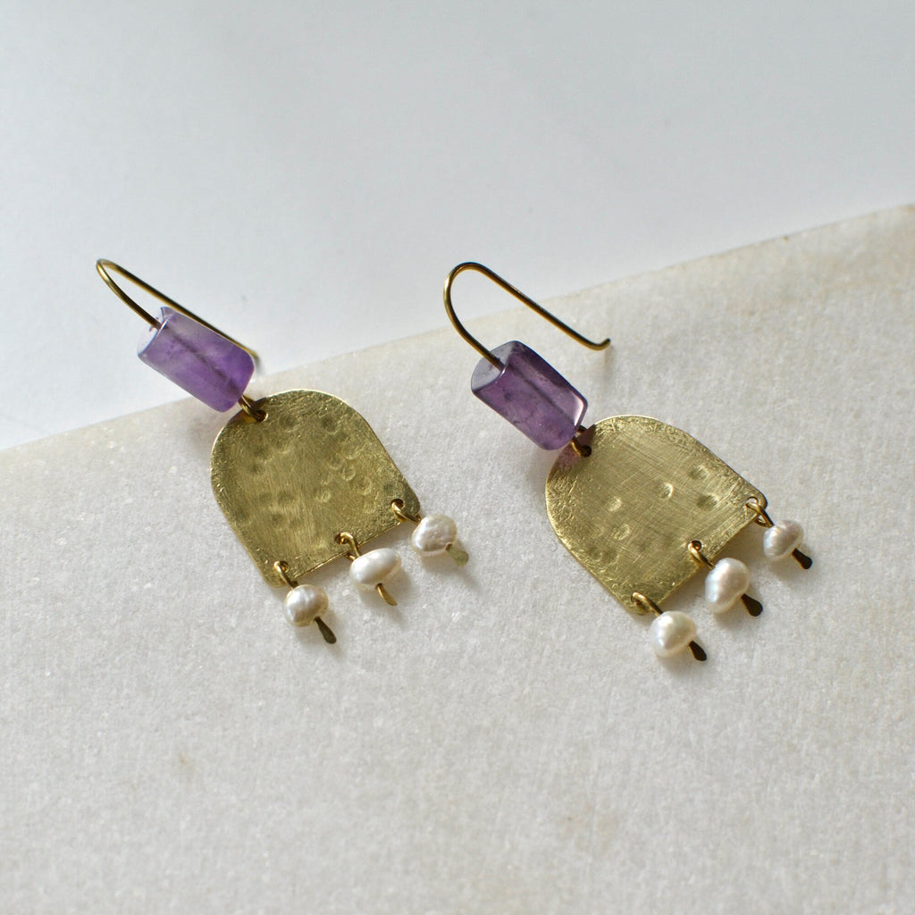 Amethyst und Süßwasserperlen Ohrhänger - Ohrring - Gudbling