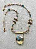 Apatit und Blumenachat Statement Kette - Halskette - Gudbling