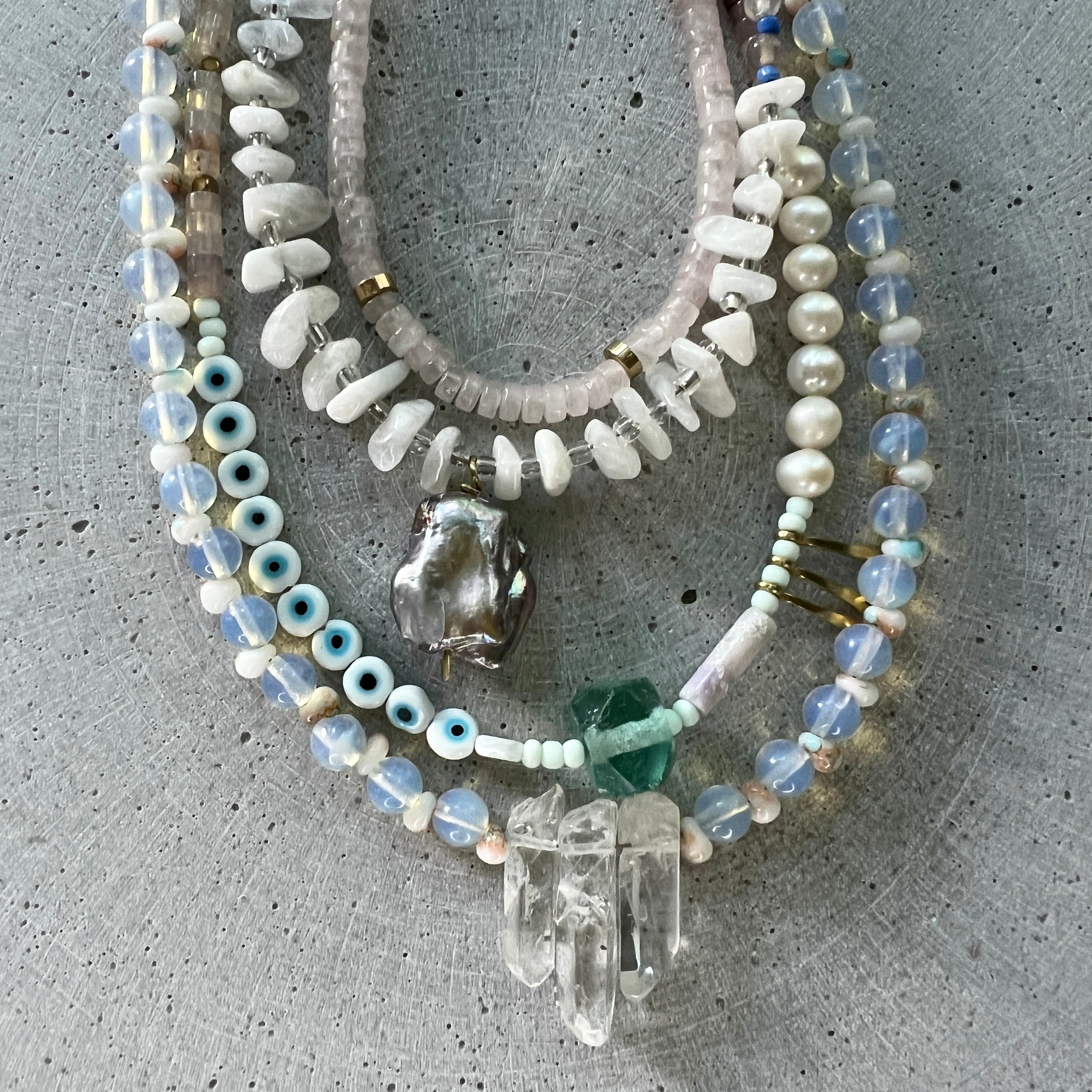 Keshi Perlen Kette mit Mondstein und Achat - Halskette - Gudbling