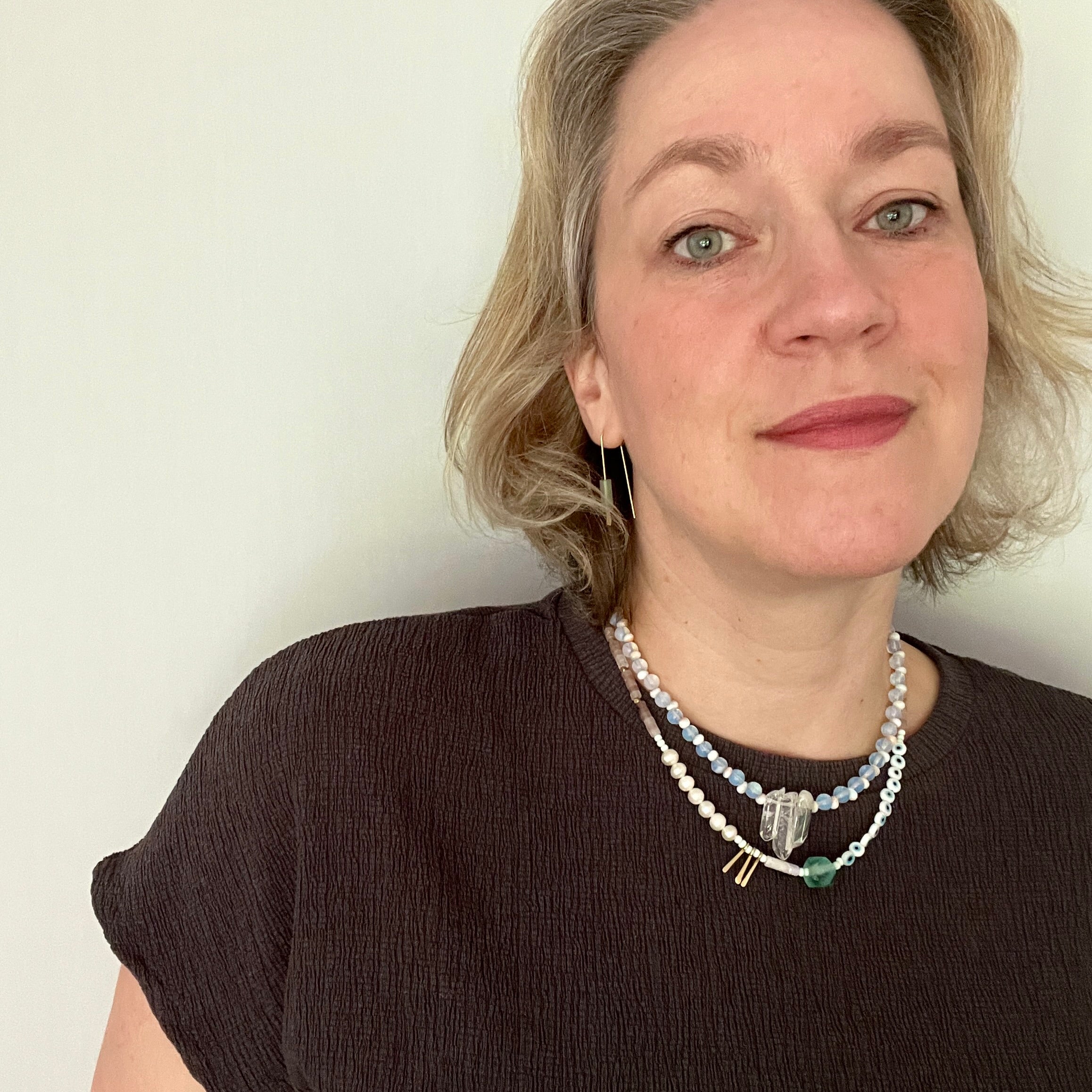 Bergkristall und Opalit Collier - Halskette - Gudbling