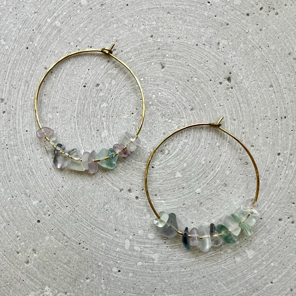 Fluorit Nuggets Hoop Ohrringe - Ohrring - Gudbling