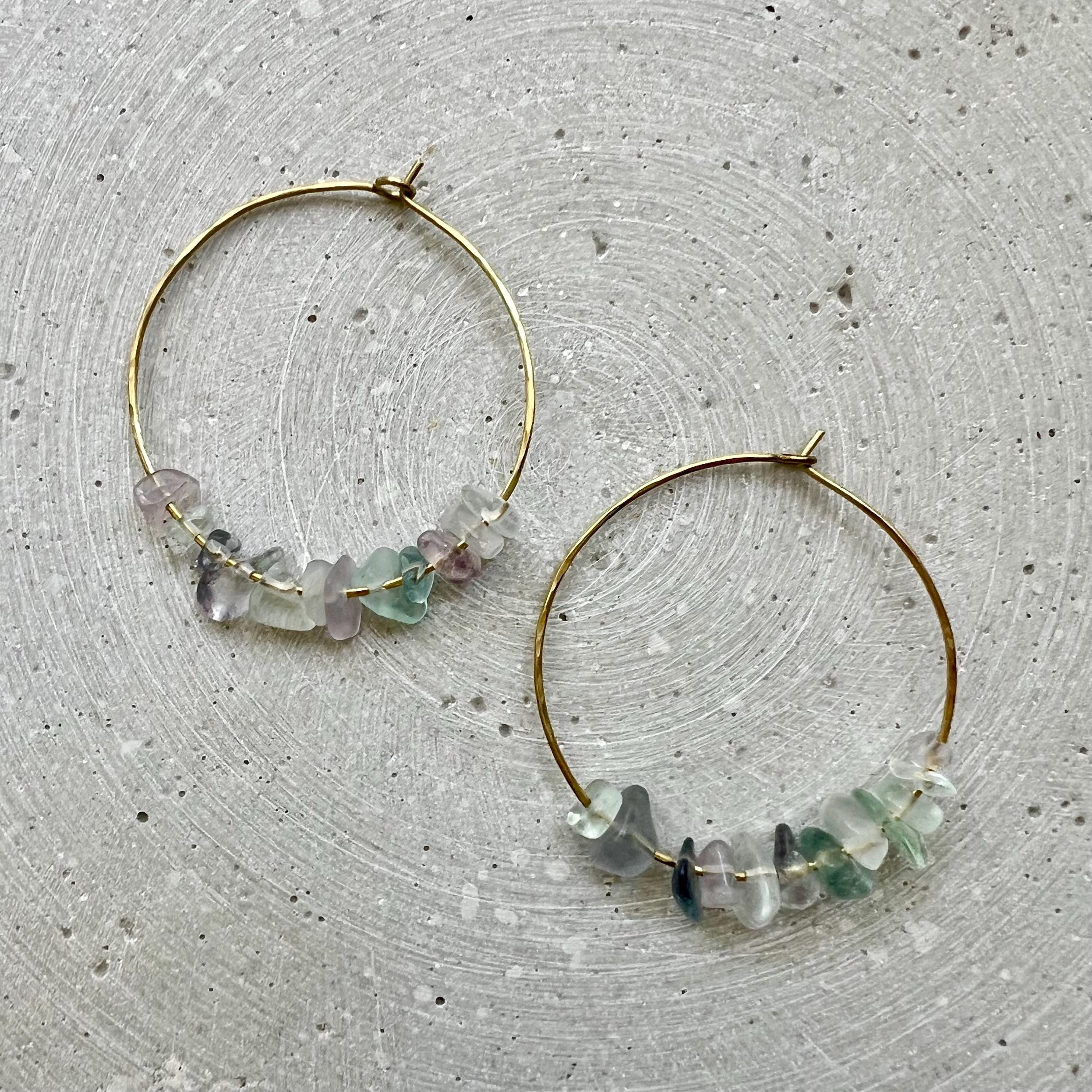 Fluorit Nuggets Hoop Ohrringe - Ohrring - Gudbling