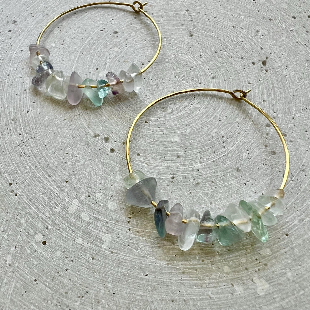 Fluorit Nuggets Hoop Ohrringe - Ohrring - Gudbling