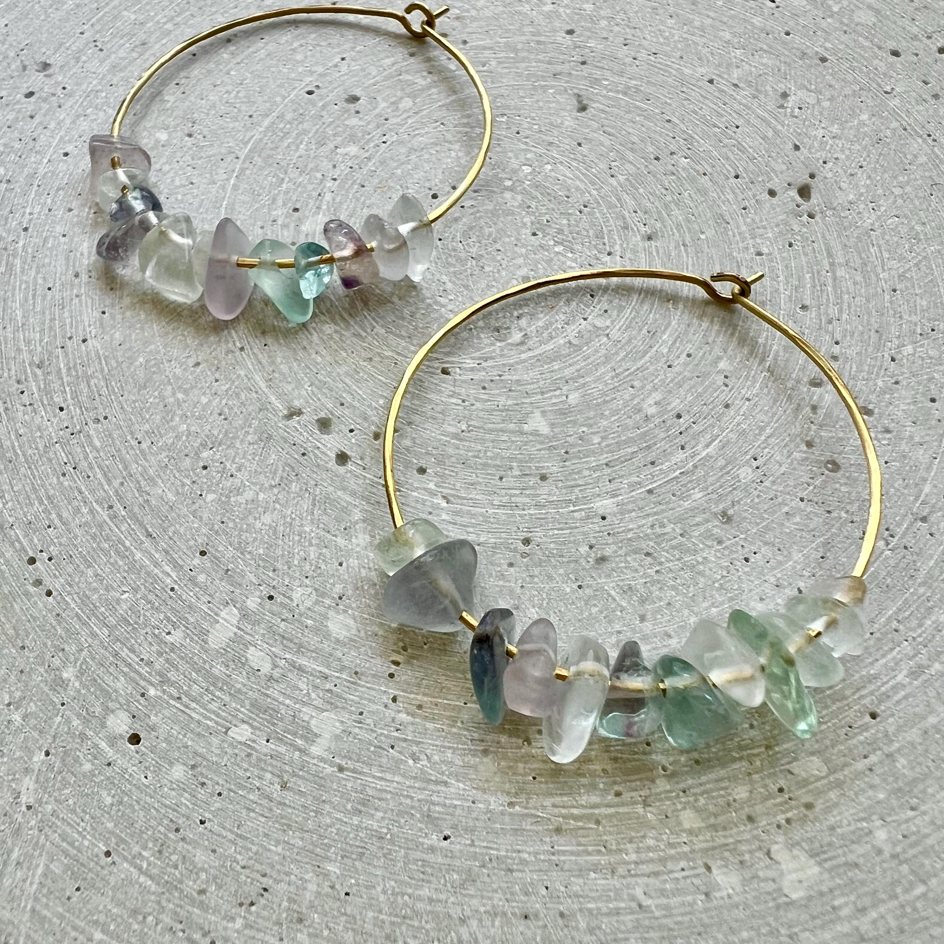 Fluorit Nuggets Hoop Ohrringe - Ohrring - Gudbling