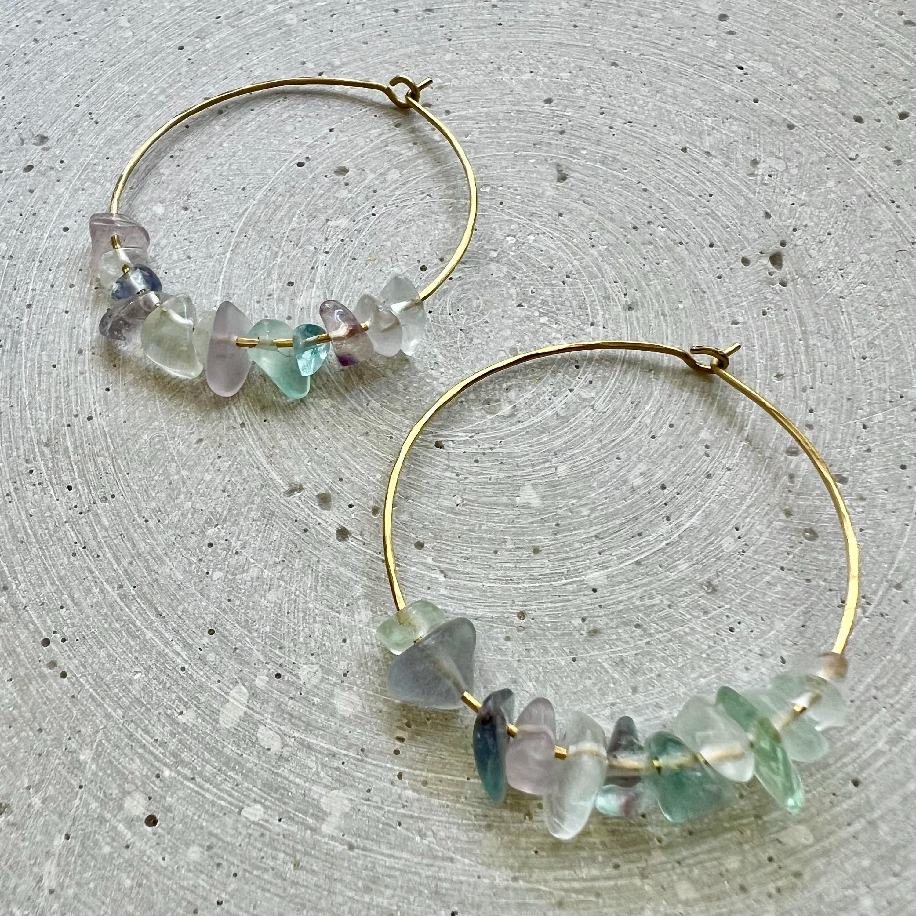 Fluorit Nuggets Hoop Ohrringe - Ohrring - Gudbling
