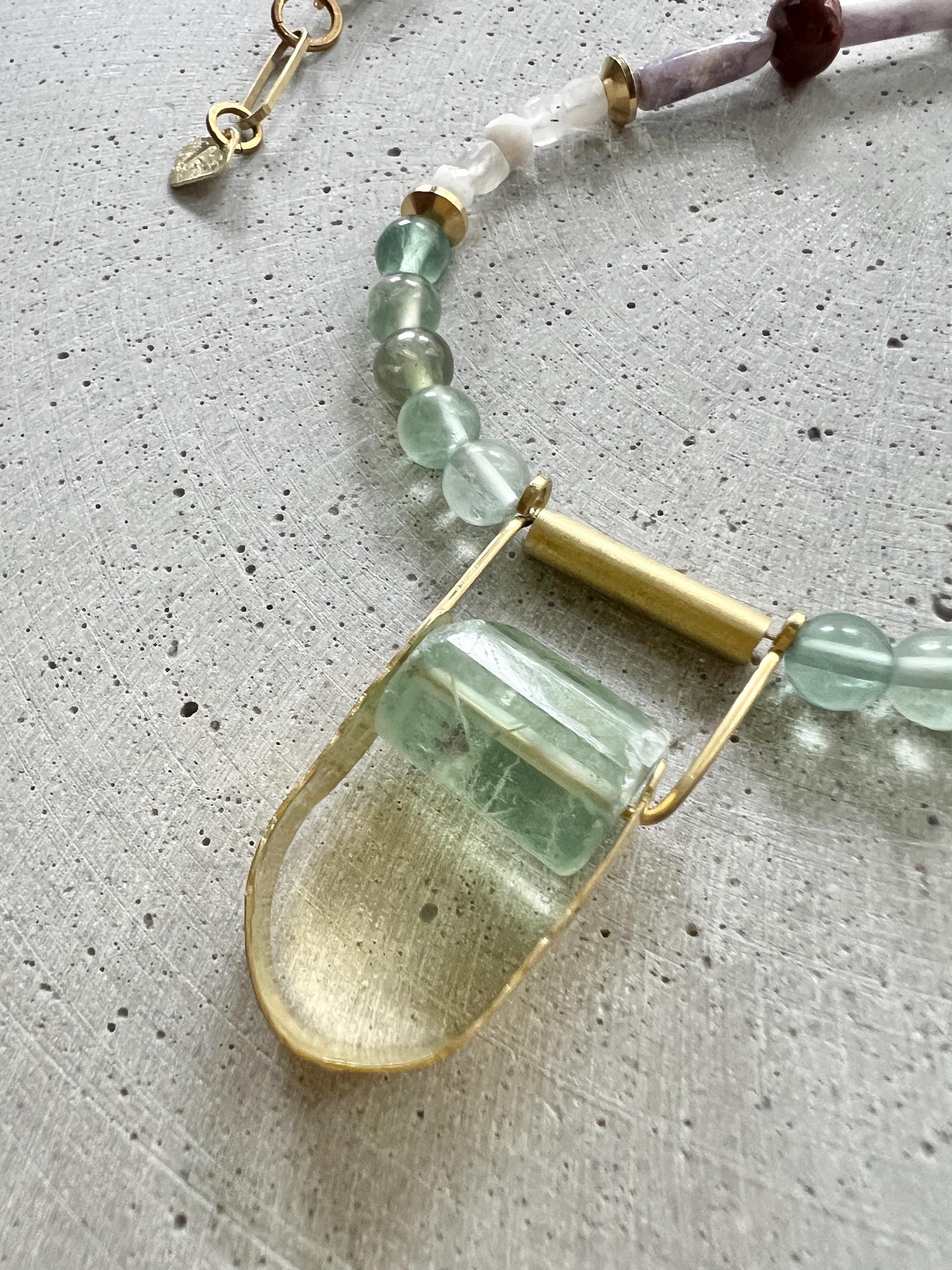 Fluorit und Jaspis Statement Kette - Halskette - Gudbling