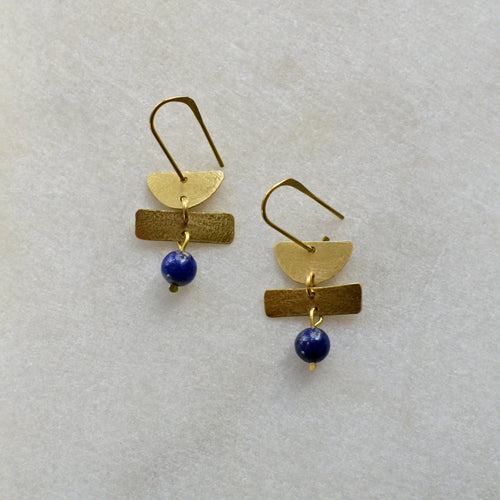 Geometrische Hängeohrringe mit Lapislazuli - Ohrring - Gudbling