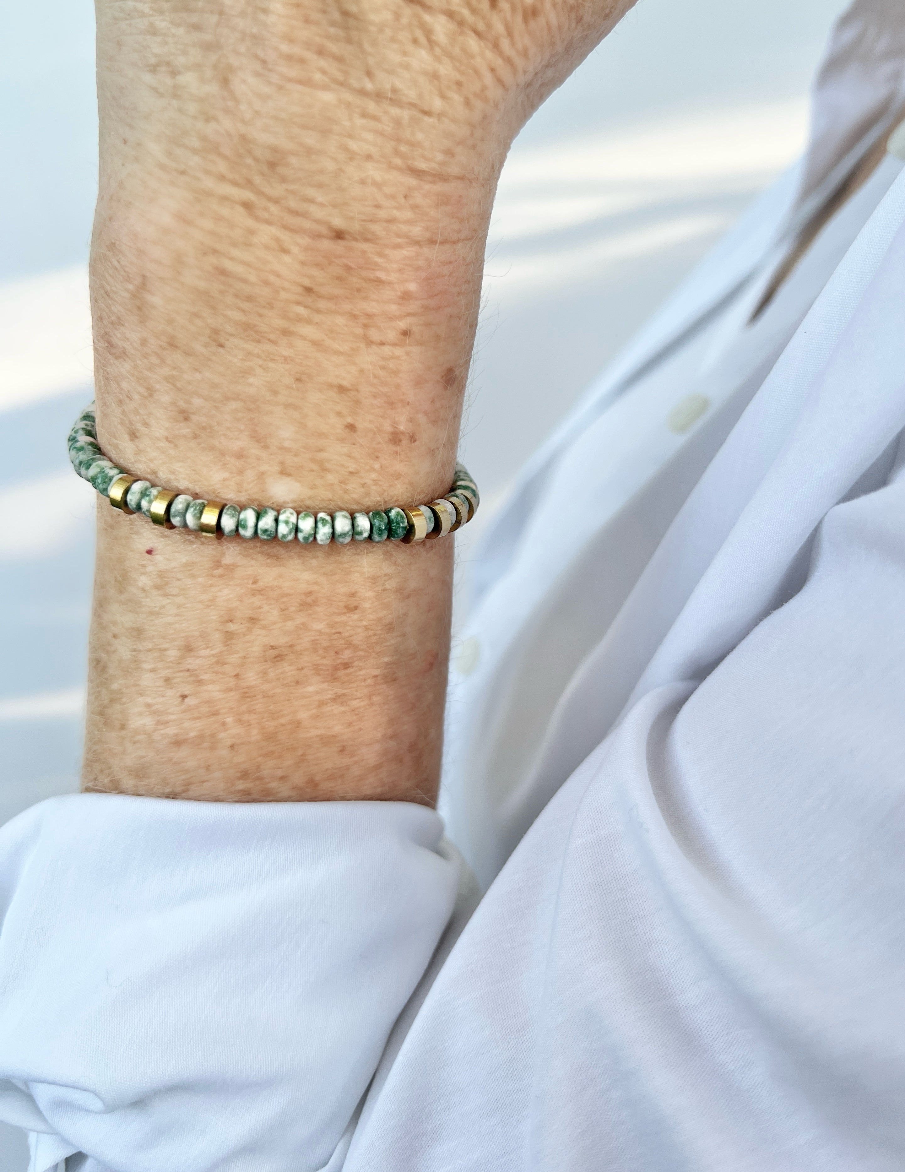 Grün Gefleckter Jaspis Armband