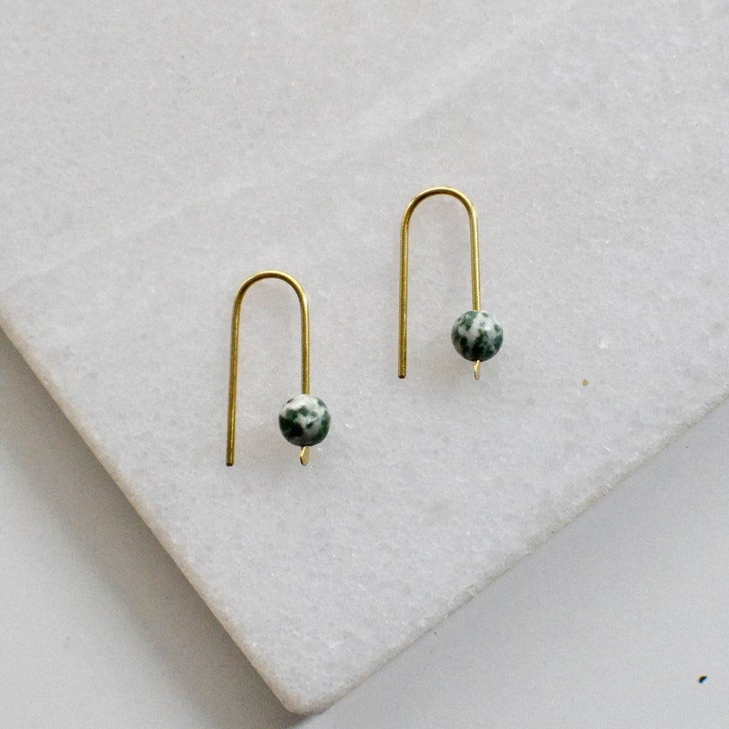 Grün Gefleckter Jaspis Ohrbögen - Schmuck - Gudbling