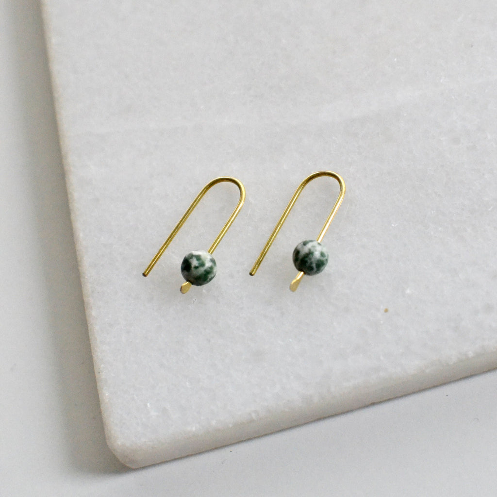 Grün Gefleckter Jaspis Ohrbögen - Schmuck - Gudbling