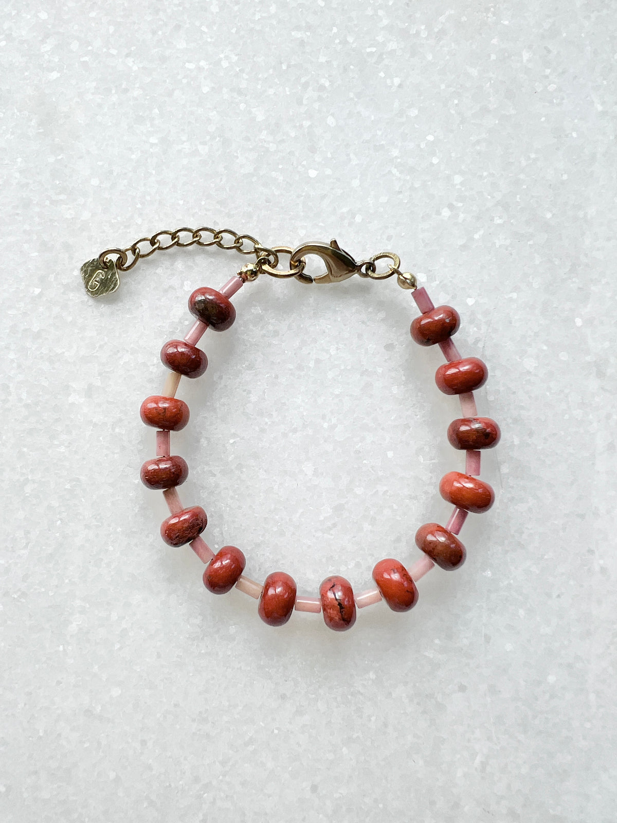 Roter Jaspis Rondelle Armband mit Rhodochrosit