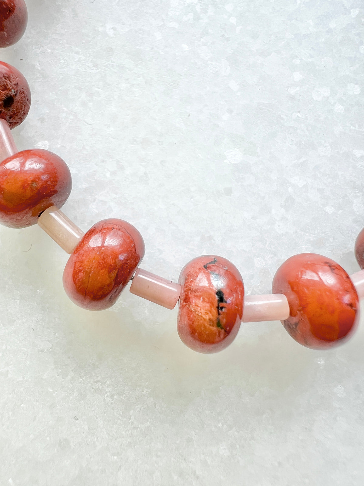 Roter Jaspis Rondelle Armband mit Rhodochrosit