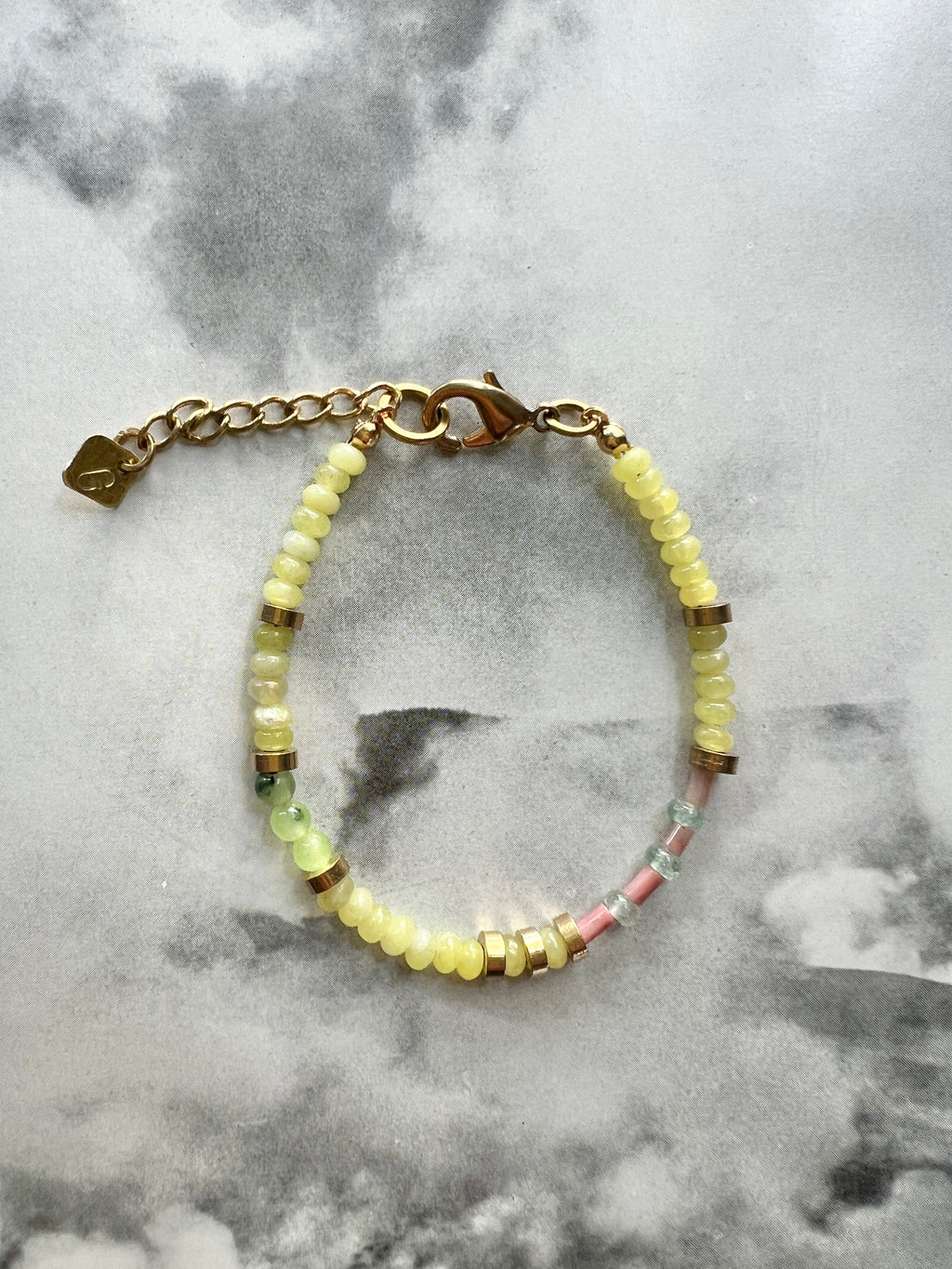 Zitronen Jade und Rhodochrosit Freundschaftsarmband
