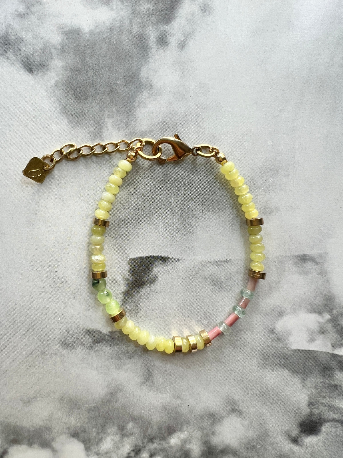 Zitronen Jade und Rhodochrosit Freundschaftsarmband