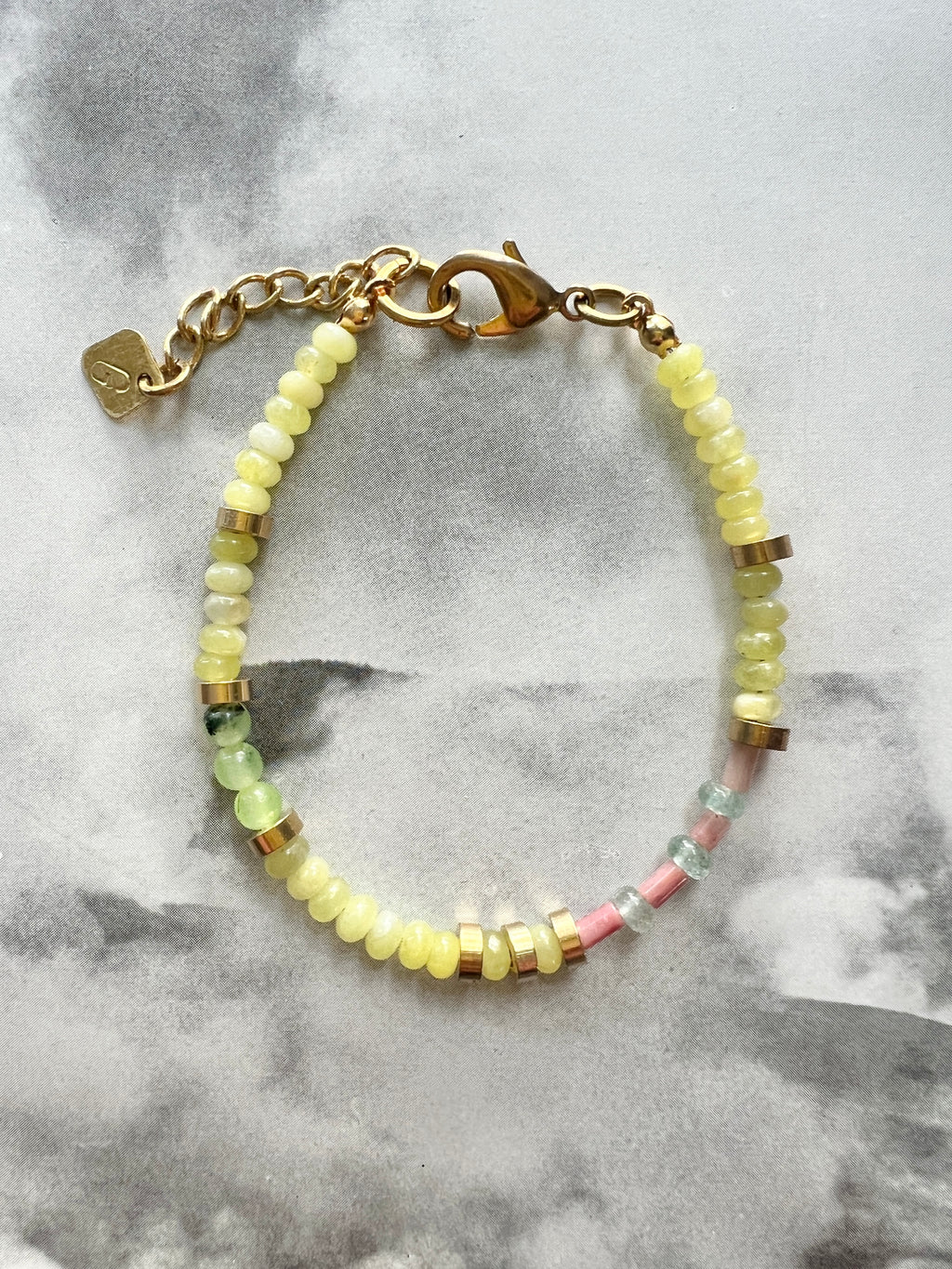 Zitronen Jade und Rhodochrosit Freundschaftsarmband