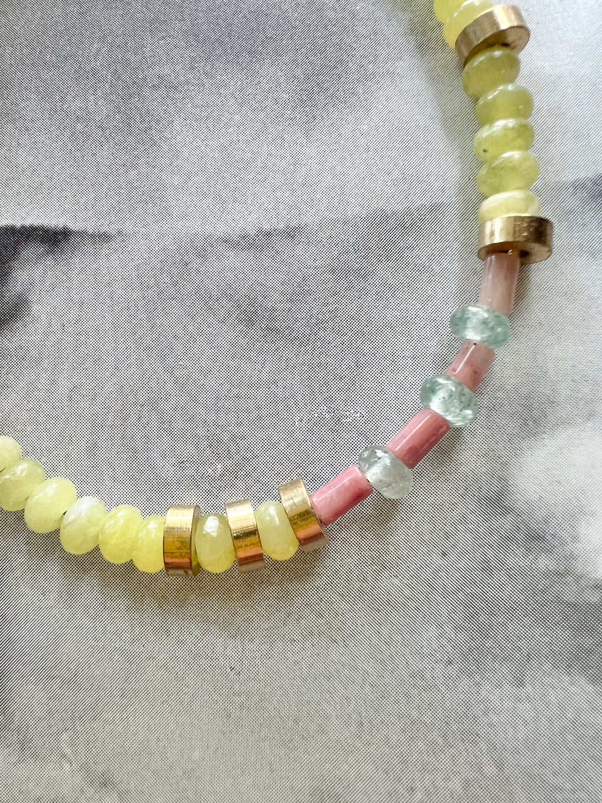 Zitronen Jade und Rhodochrosit Freundschaftsarmband