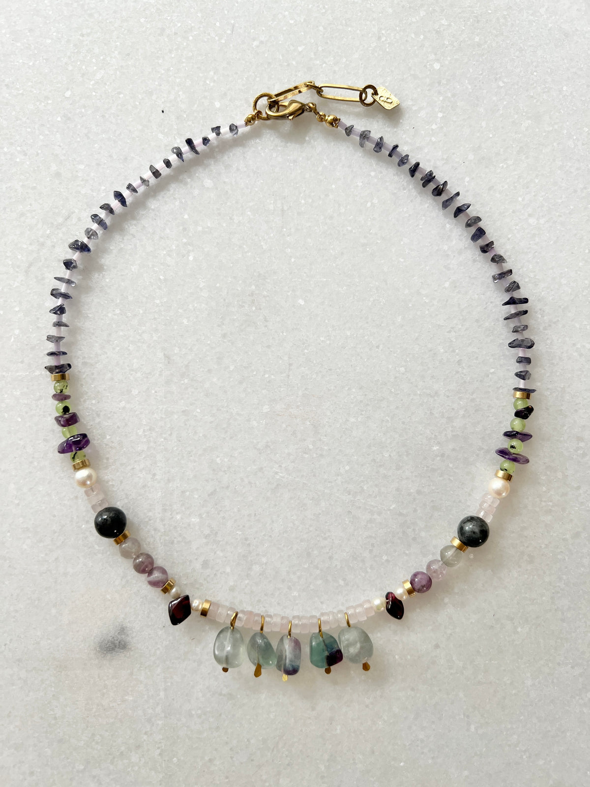 Turquoise Statement Bib Necklace with Shell Pearls