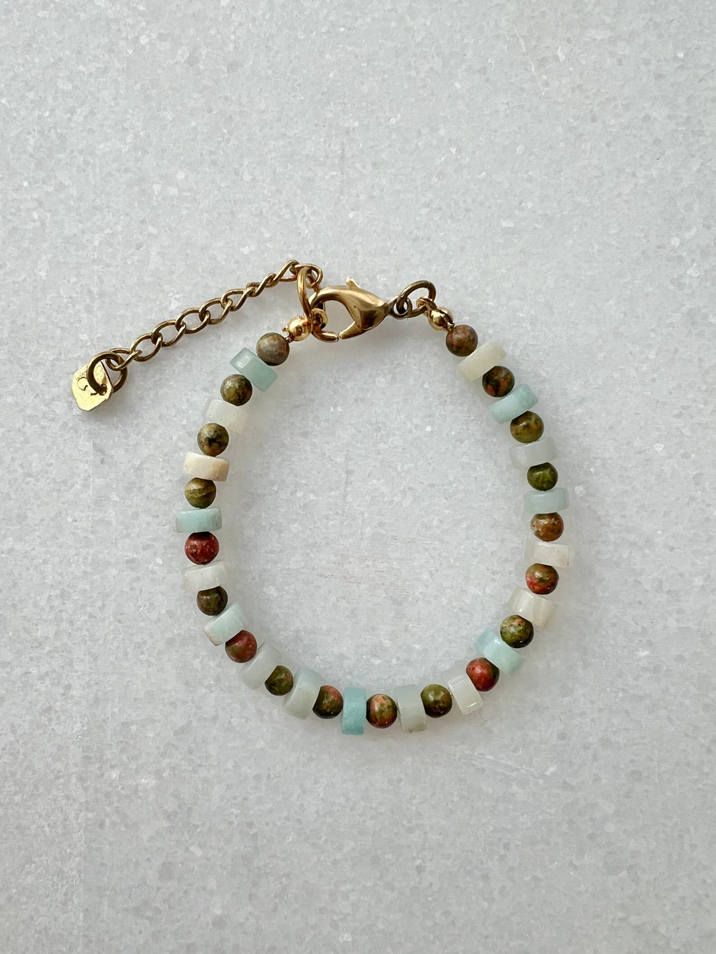 Unakite and Amazonite bracelet