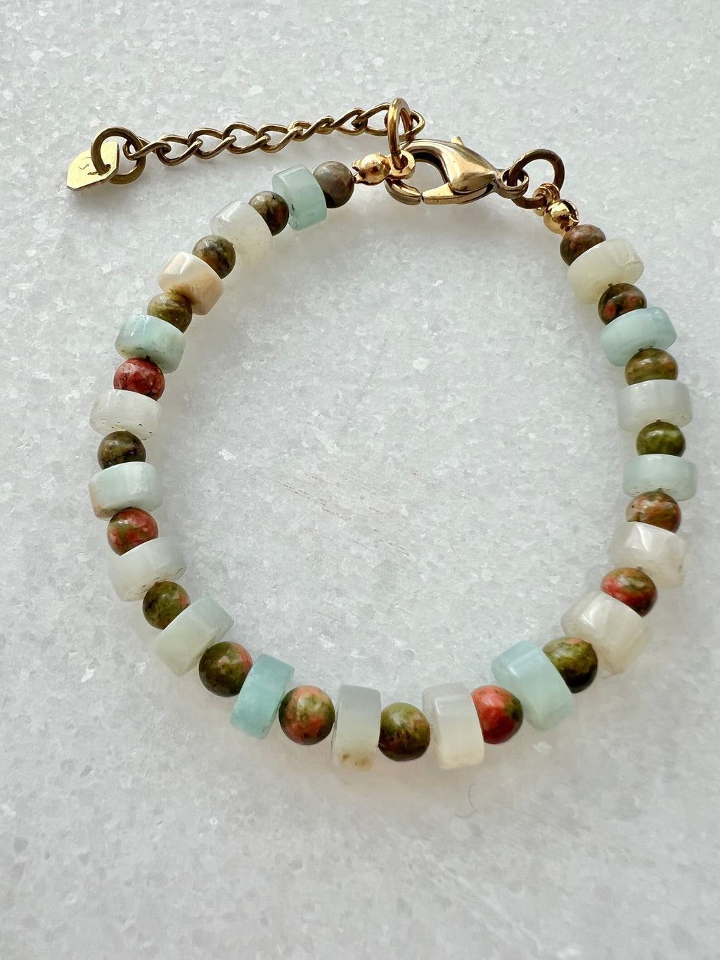 Unakite and Amazonite bracelet