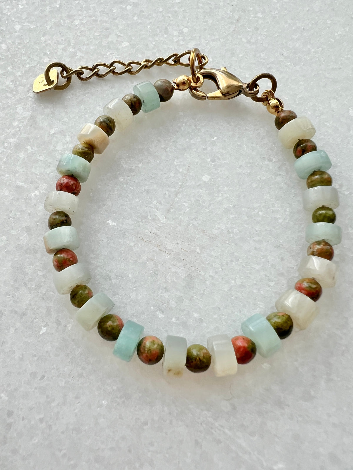 Unakite and Amazonite bracelet