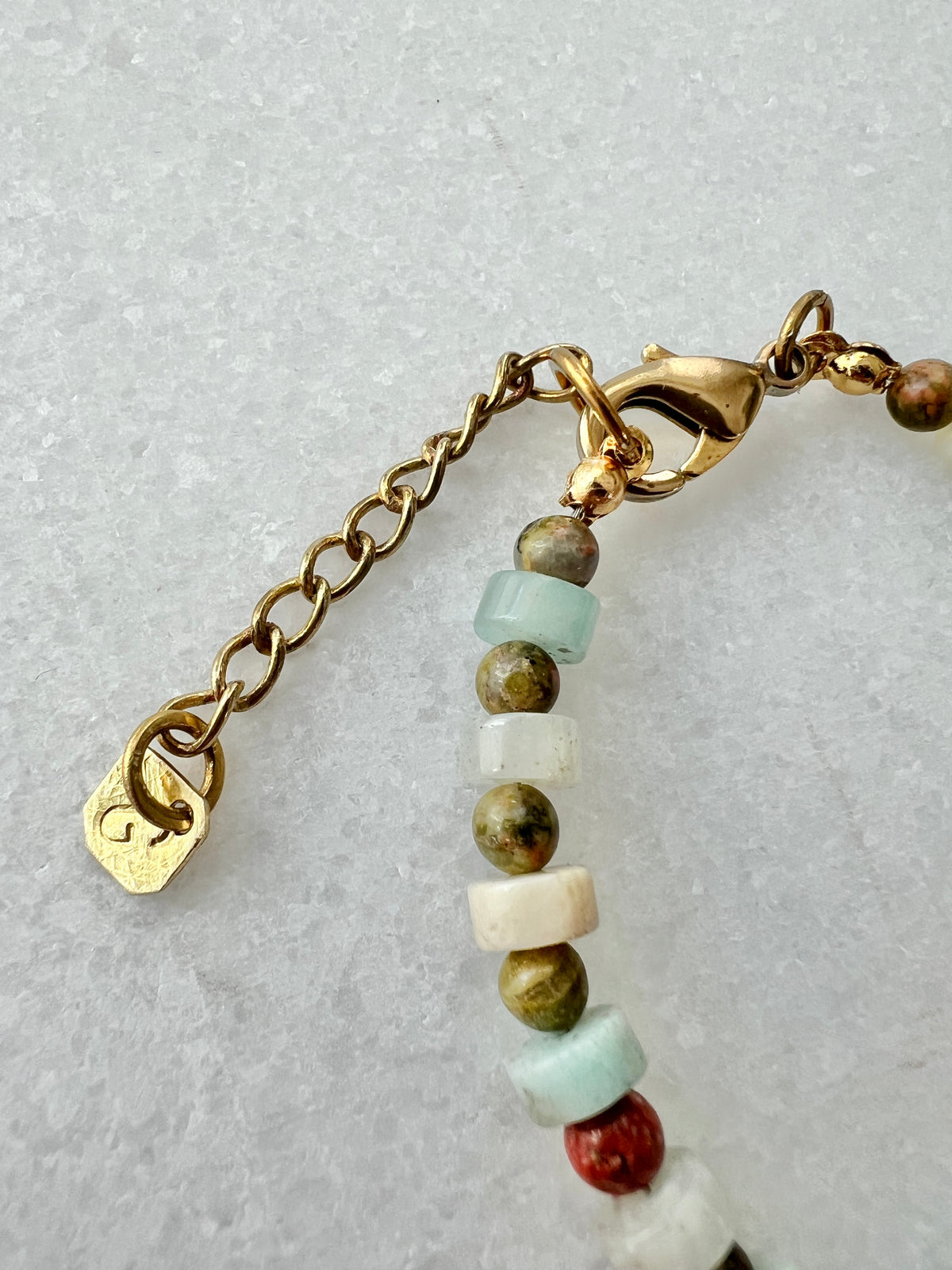Unakite and Amazonite bracelet
