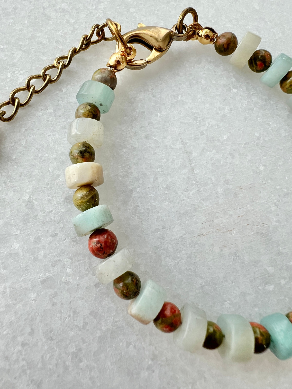 Unakite and Amazonite bracelet