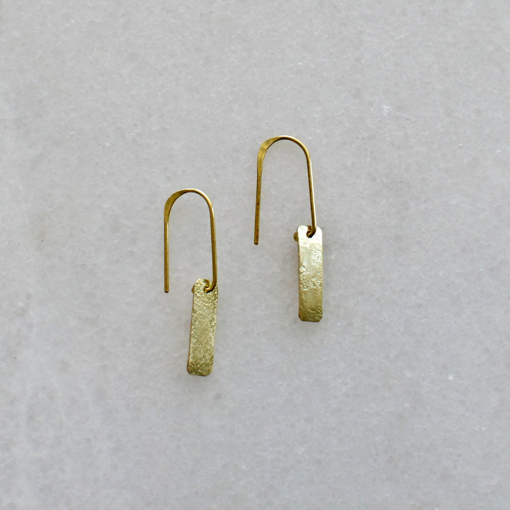 Kleine Messing Rechteck Ohrringe - Schmuck - Gudbling