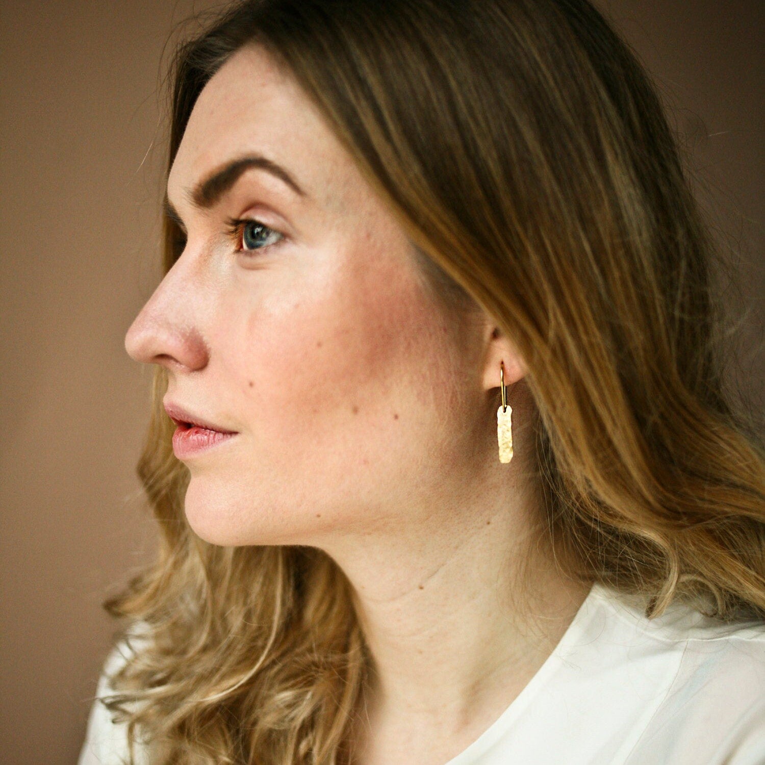 Kleine Messing Rechteck Ohrringe - Schmuck - Gudbling