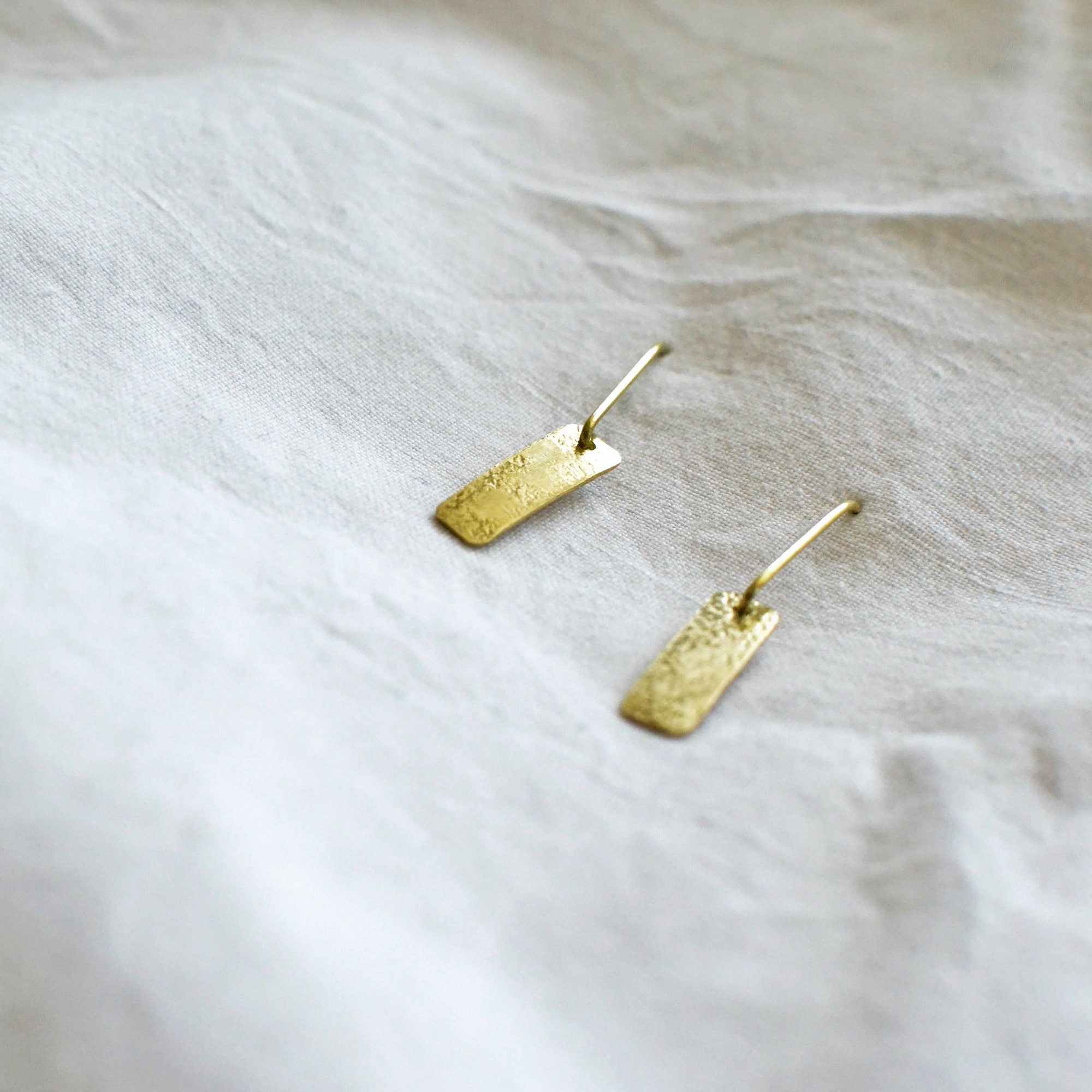 Kleine Messing Rechteck Ohrringe - Schmuck - Gudbling