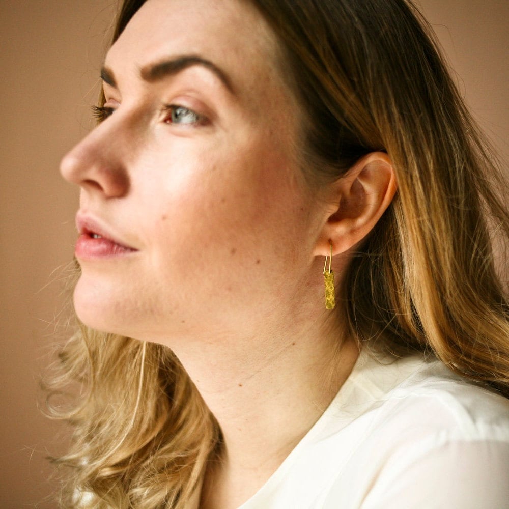 Kleine Messing Rechteck Ohrringe - Schmuck - Gudbling