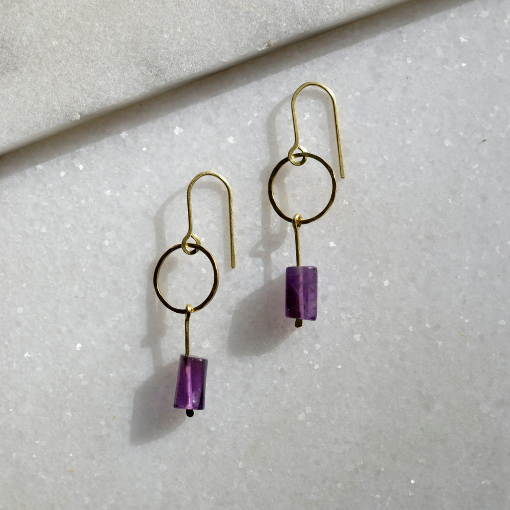 Kreis Ohrhänger mit Amethyst - Ohrring - Gudbling