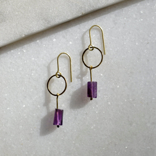 Kreis Ohrhänger mit Amethyst - Ohrring - Gudbling