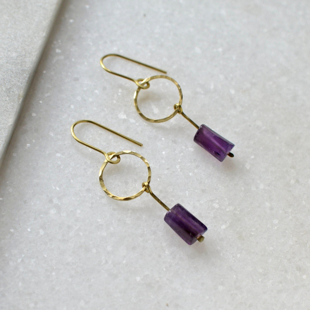 Kreis Ohrhänger mit Amethyst - Ohrring - Gudbling