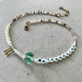 Kurze asymetrische Perlenkette mit Evil Eye Perlen - Halskette - Gudbling