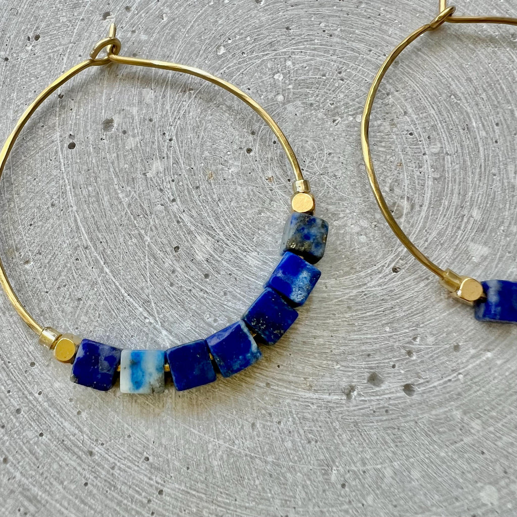 Lapislazuli Würfel Creolen - Schmuck - Gudbling
