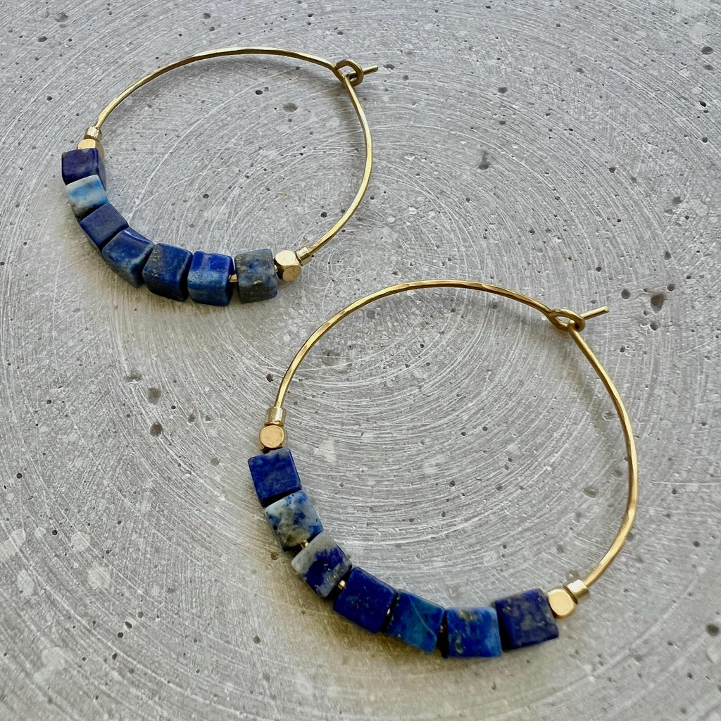 Lapislazuli Würfel Creolen - Schmuck - Gudbling