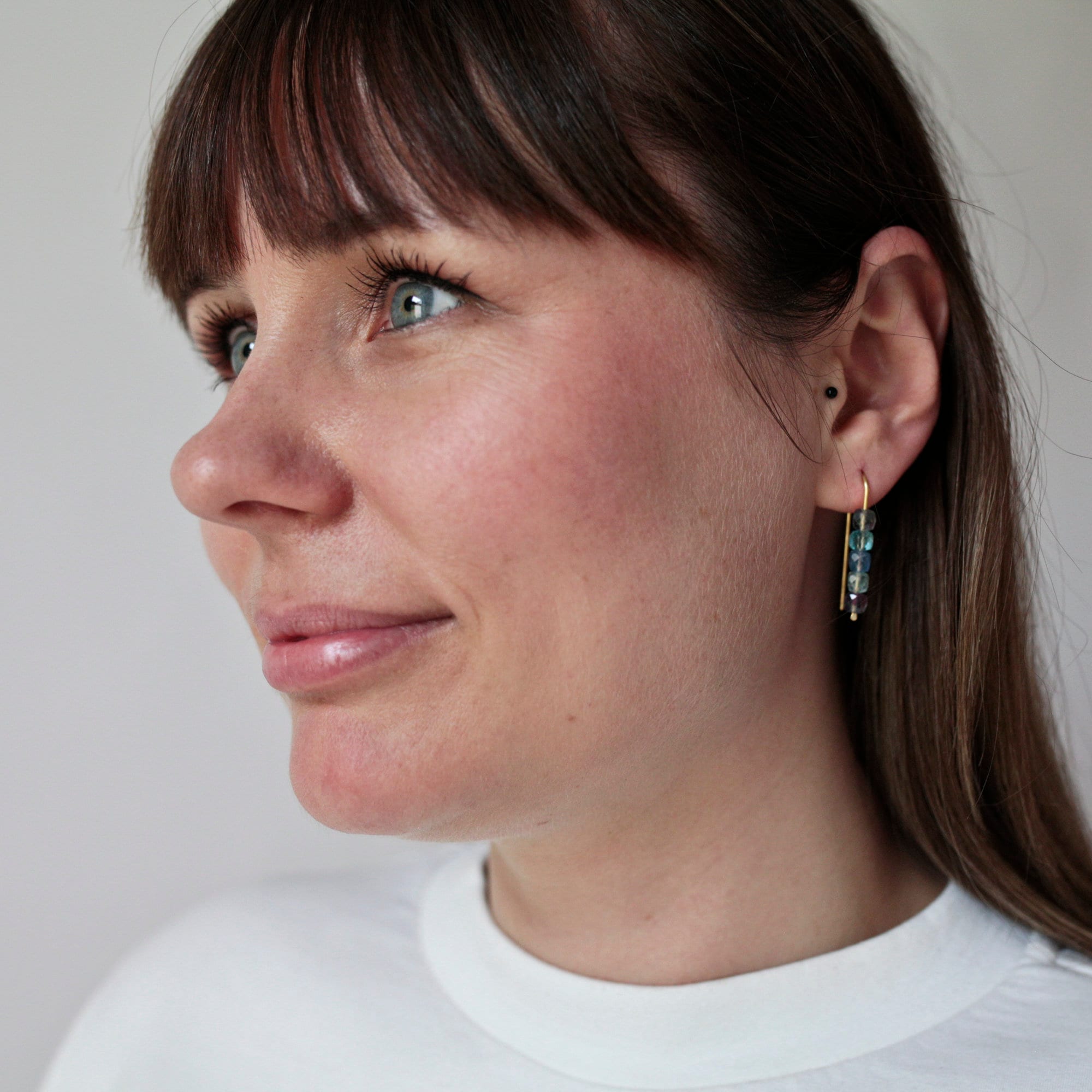 Minimalistische Ohrbögen mit Fluorit - Schmuck - Gudbling