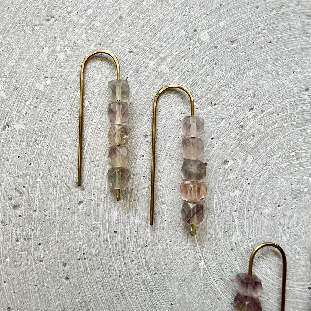 Minimalistische Ohrbögen mit Fluorit - Schmuck - Gudbling