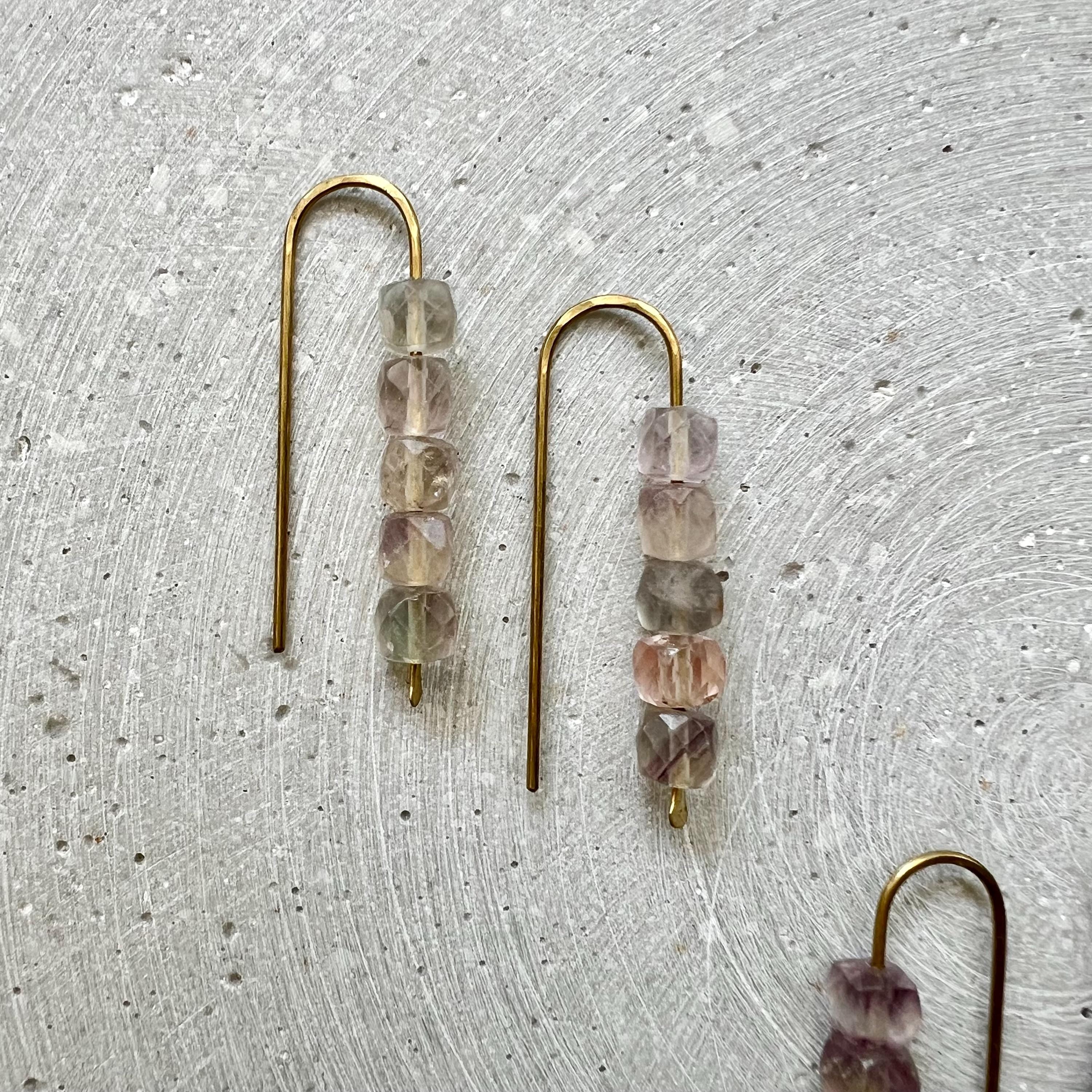 Minimalistische Ohrbögen mit Fluorit - Schmuck - Gudbling