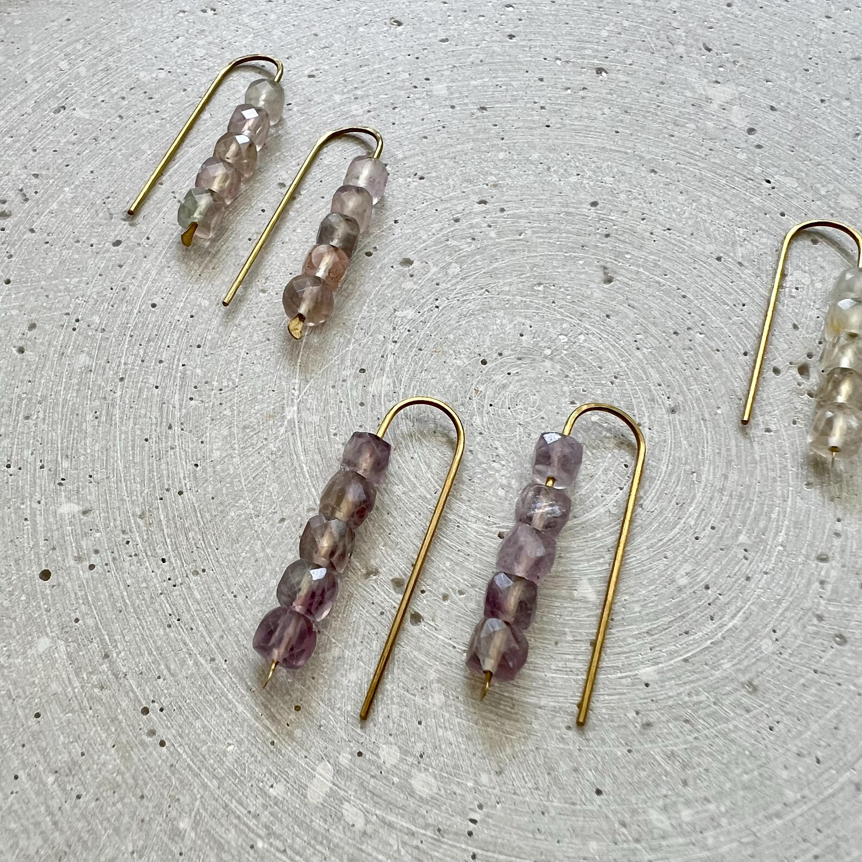 Minimalistische Ohrbögen mit Fluorit - Schmuck - Gudbling
