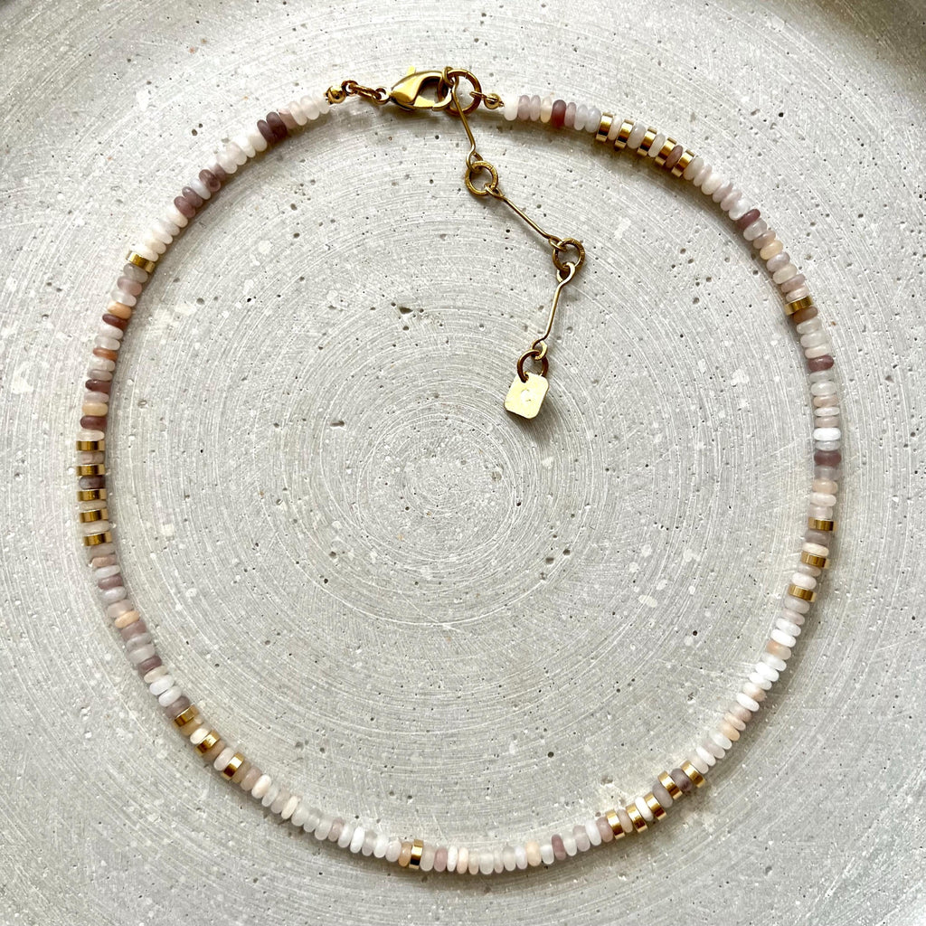 Quarz Perlen Kette - Halskette - Gudbling