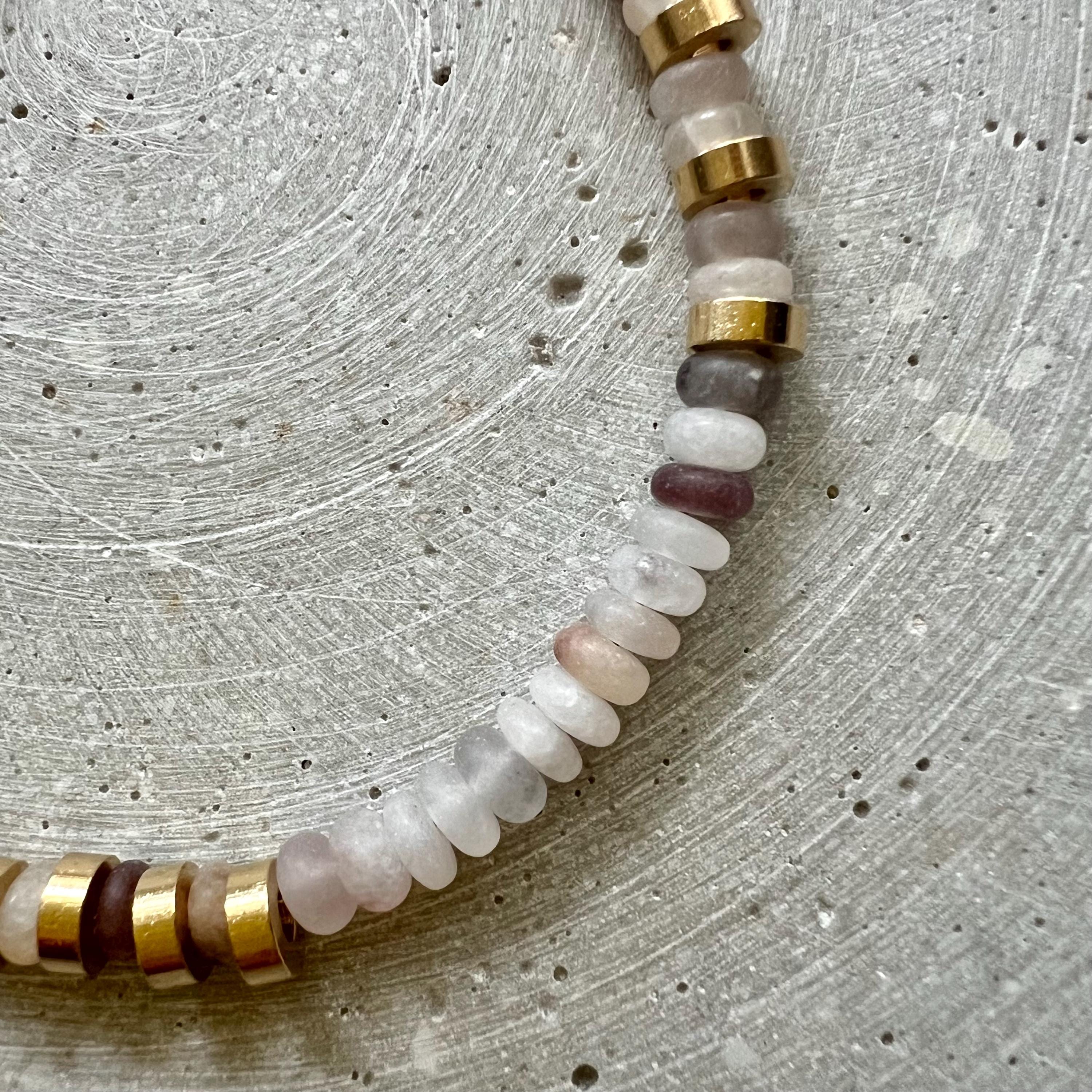 Quarz Perlen Kette - Halskette - Gudbling