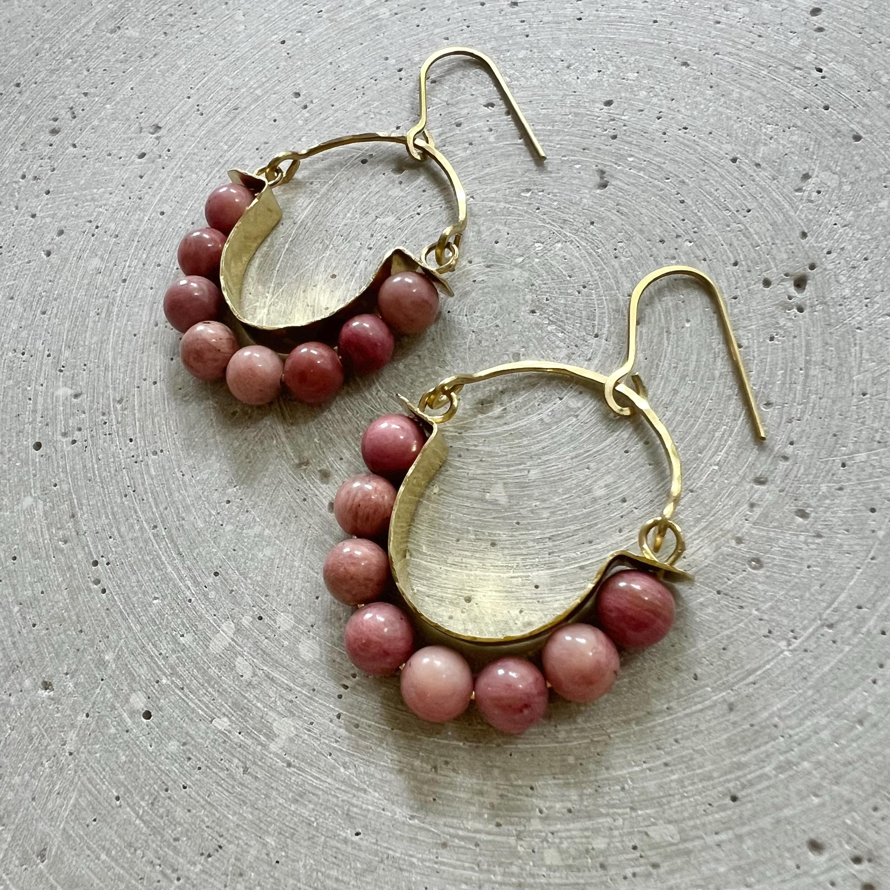 Rhodochrosit Hoop Ohrringe - Schmuck - Gudbling